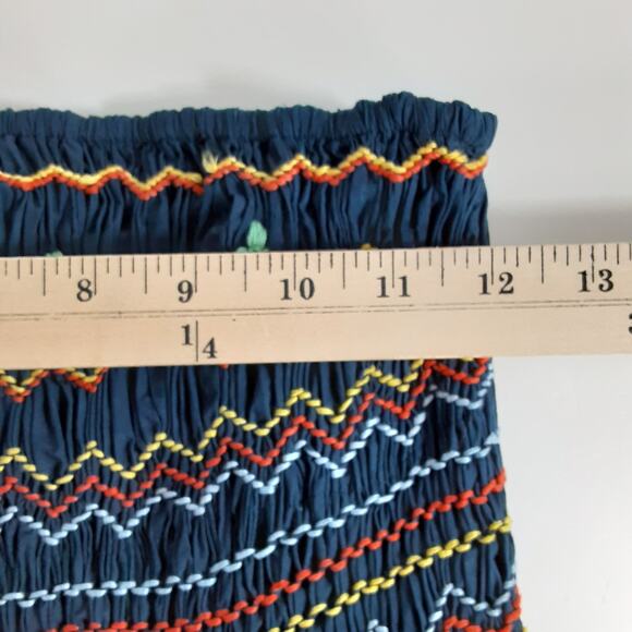 Corey Lynn Calter Queenie Dress Smocked Sleeveless Midi Dress Blue Embroidered L - Picture 9 of 10